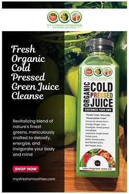 Cold-Pressed Organic Green Juice 3-Day Cleanse - Revitalize Your Body! 12 Oz