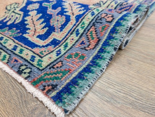 Vintage Bohemian Turkish Tribal Rug - Oushak Primitive Style Carpet - 3.6x5.7 ft - Picture 12 of 14