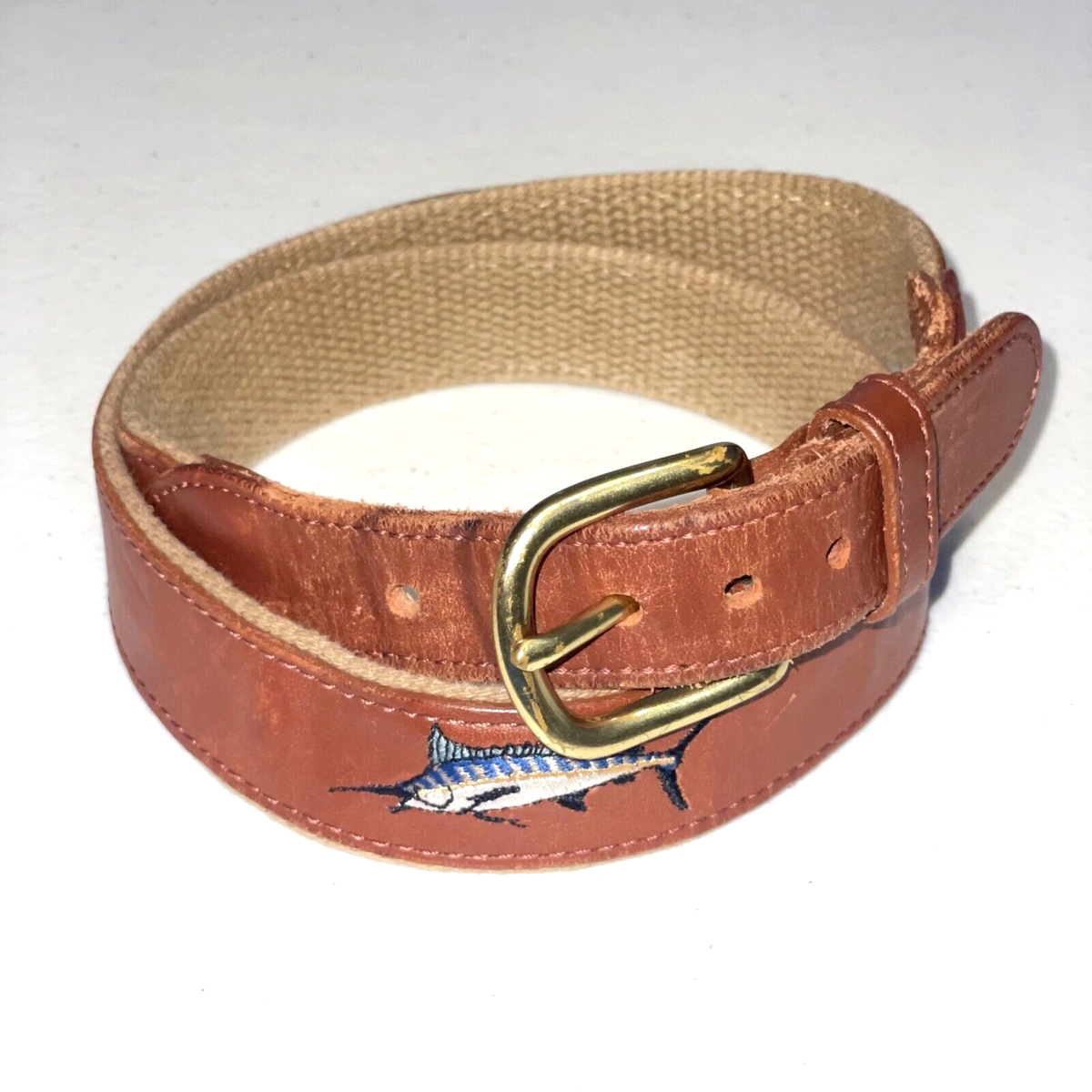 EUC Leather Man Limited Leather Canvas Belt Marlin Sailfish  display picture 3