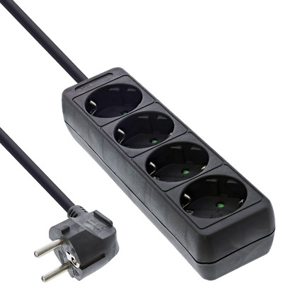 InLine  Steckdosenleiste, 4-fach Schutzkontakt 1,5m, schwarz