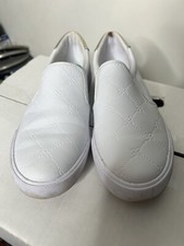 Nine West White Quilted Flat Slip On Sneakers Shoes Size 7.5 Women's