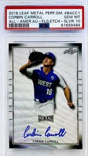 2018 Leaf Metal Perfect Game Corbin Carroll Auto Silver SP #/12 Auto PSA 10 💎