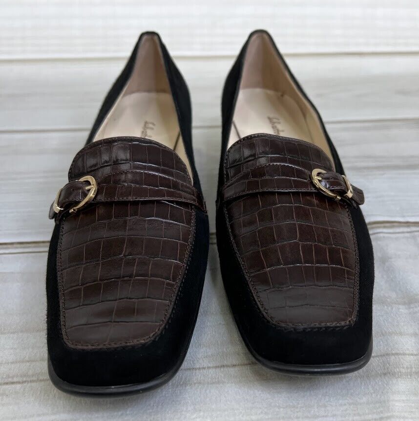 Salvatore Ferragamo Black Suede & Brown Croc Leather Madrid Loafer 9 1/2  Shoes | eBay
