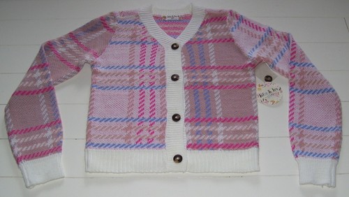 Jolie & Joy Girls Pink Ivory White Nude Button Front Cardigan Sweater M 10-12