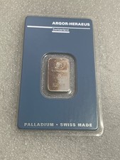 Argor Heraeus 5 Gram .9995 Fine Palladium Bar Sealed In Assay- Amazing Toning!!