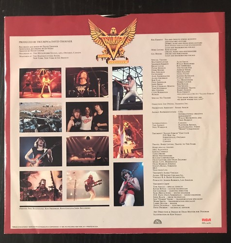 Triumph 1983 “Never Surrender” RCA AFL1-4382 12” 33rpm LP🇺🇸US import - Picture 6 of 11