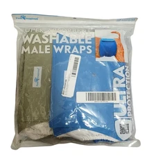 Paw Inspired Reusable Washable Male Dog Wraps Belly Band Blue XL 2 Count