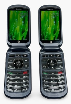Pantech Breeze 4 IV P2050 - Black and Slate ( AT&T ) Flip Phone 3G - LOT of 2