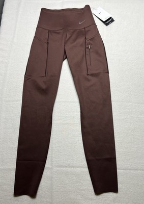 NEW Nike Go Firm Support High Rise 7/8 Leggings  DQ5636-227 Brown Women XS Flaw