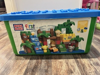 Mega Bloks First Builders Safari Animals Large Tub, Buildable Lid, Missing 3 pcs