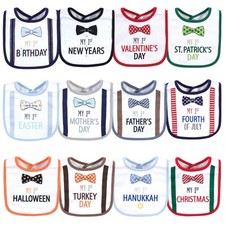 Unisex Baby Cotton Bibs, Holiday Bow Ties, Size