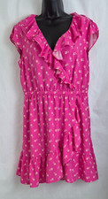 J. Crew Re-Imagined Faux Wrap Mini Dress Women's Size 6 Pink Ruffle V-Neck Lined