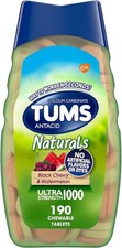 TUMS Ultra Strength Antacid Chews Heartburn Relief, 190ct Bk Cherry Watermelon