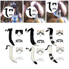 Cat Ears and Tail Set Ear Headband for Birthday Performance Halloween Christmas