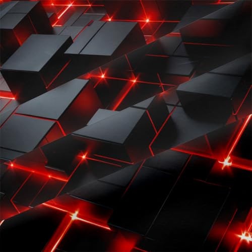 Red Black Geometric Comforter Set King Size 3D King(104" x 90") Red- Black - Picture 8 of 8