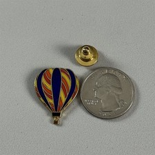 Vintage Hot Air Balloon Blue Red Yellow Stripe Tie Tack Pin Pinback #55052