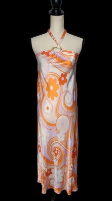 Cin Cin Women's Galaxy Maxi Retro Vibrant Dress Orange Size Small 