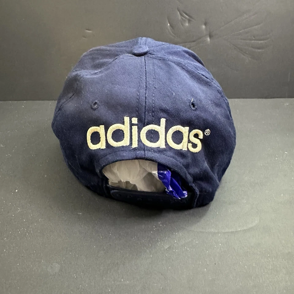Vintage Adidas Hat Mens Snapback White Navy Cap Trefoil Blockhead Spell Out 90s - Image 3 of 4
