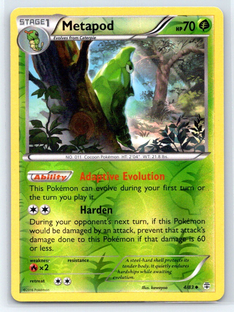 Generations #4/83 Metapod Reverse Holo LP Pokemon