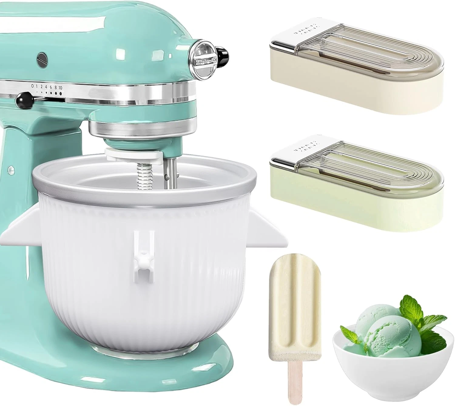 Ice Cream Maker Attachment for Kitchenaid Stand Mixer,2 Quart Ice Cream Bowl Com