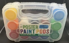 Ooly Lil' Poster Paint Pods 12 Classic Washable Colors Brush Included New