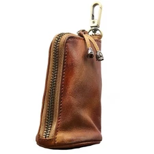 Medieval Leather Zipper Coin Pouch, Genuine Cowhide Handcrafted Coin Organize...