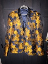 HI-TIE Tuxedo Jacket Mens XXL Floral Party Wedding Blazer