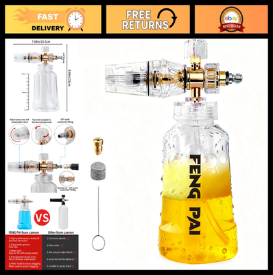 #ad Foam Cannon for Pressure Washer Adjustable Soap Dispenser 1 4quot; Quick Connect $32.39