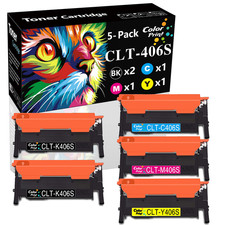 5 Pack CLT-K406S C406S M406S Y406S Toner Set Fits Samsung CLP-365W CLX-3305FW