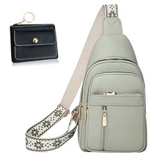 Leather Sling Bag for Women,Travel Small Sling Bag Crossbody Bags for Green