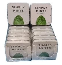 ( LOT OF 12 ) Simply Mints PEPPERMINT 30 Count Each Tins 360 Mints Total • 07/26