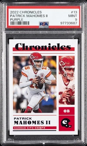 2022 PANINI CHRONICLES PURPLE #13 PATRICK MAHOMES II 17/49 PSA 9