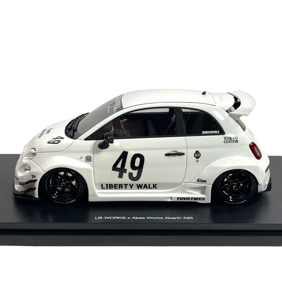 Modellino Auto Top Speed 1/18 Abarth 595 LB-Works x Abas Works Gara White - Immagine 3 di 4