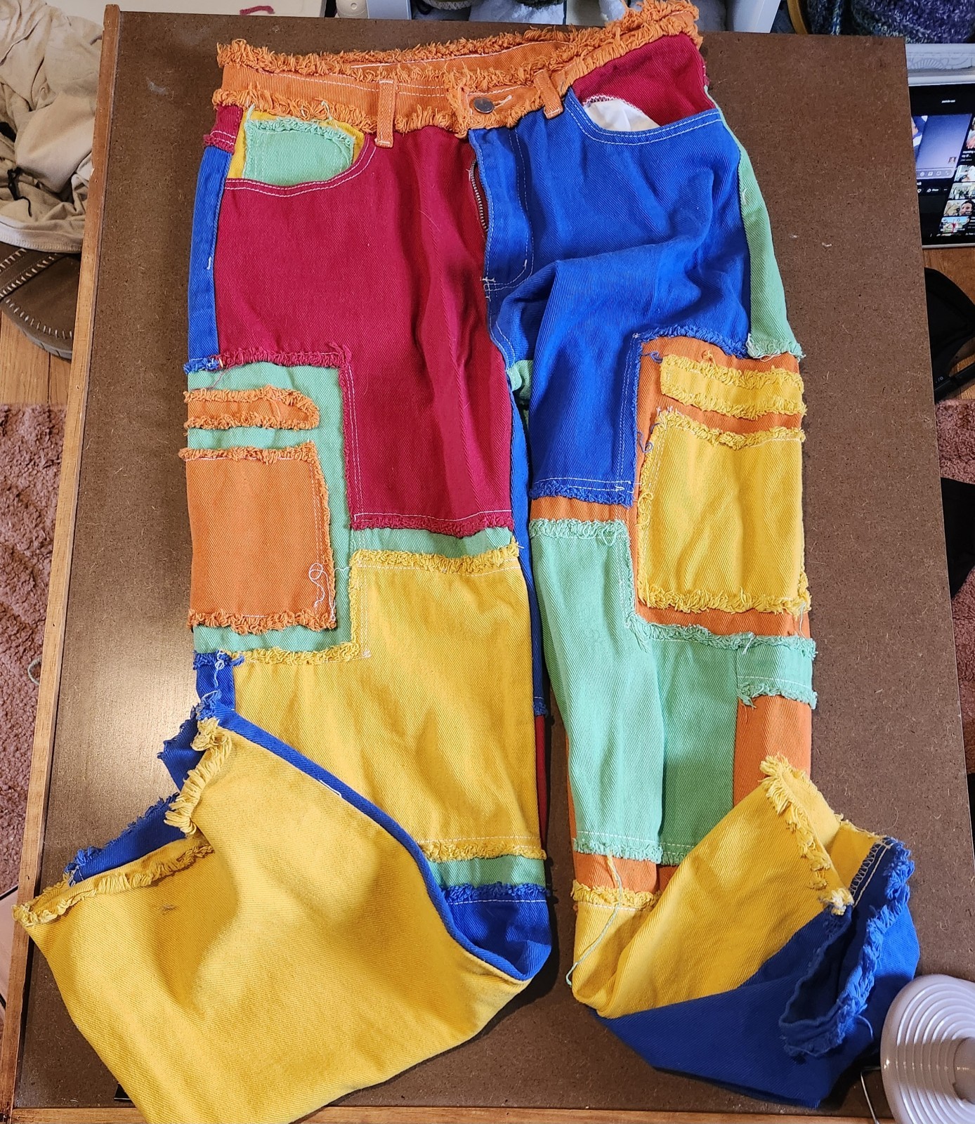 Multi Color Cargo Patch Work Pants Size Large - image 1