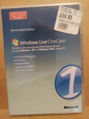 NEW Microsoft Windows Live OneCare Service Desk Edition Security XP Vista