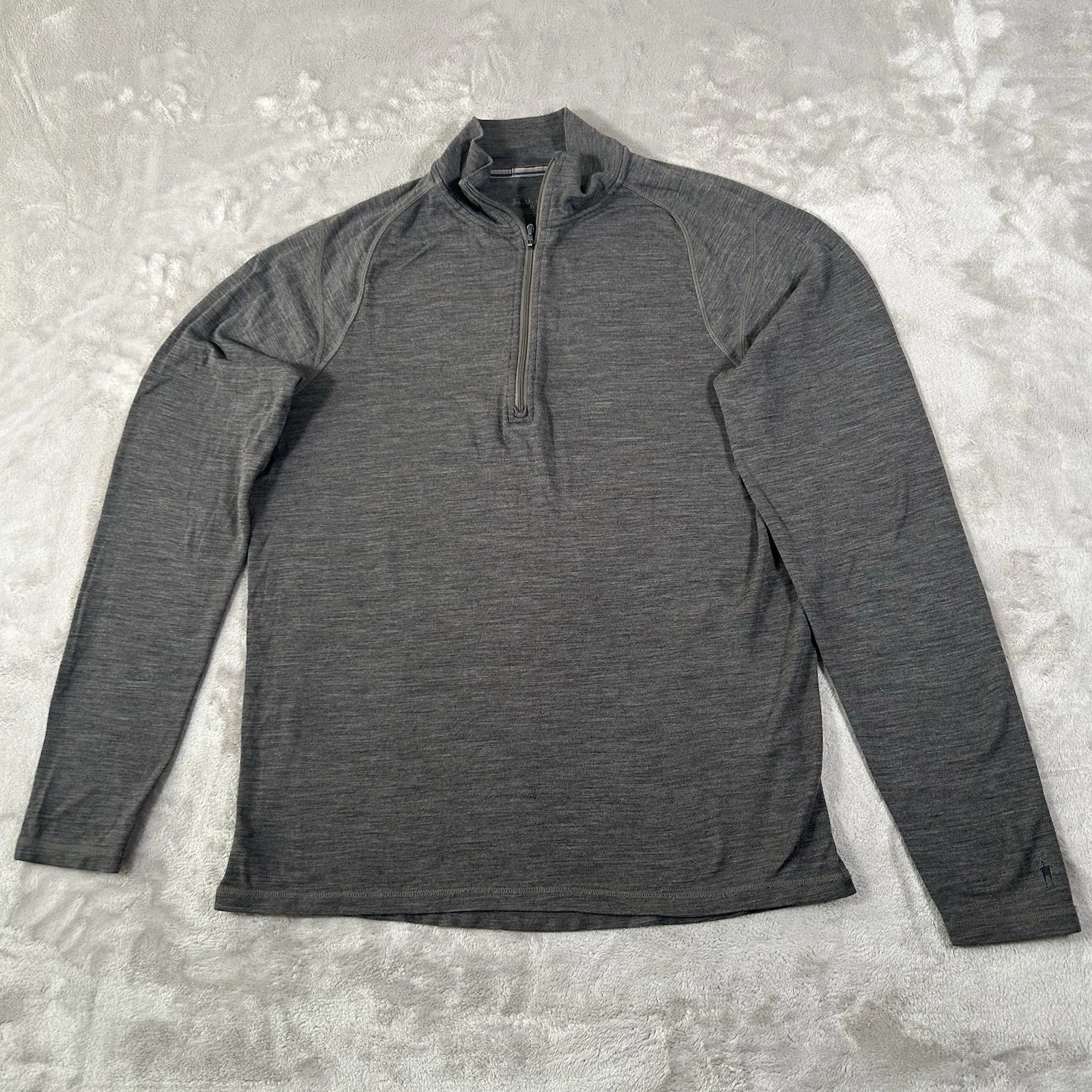 Smartwool Sparwood Baselayer Sweater Mens XL Gray 1/4 Zip Pullover Merino Wool