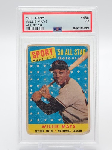 WILLIE MAYS 1958 TOPPS SPORT MAGAZINE ALL STAR SELECTION #486 GIANTS PSA 1 Q1518