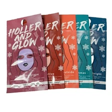 Set of 5 Christmas Holler & Glow Variety Clay Face Masks For Varying Skin Types
