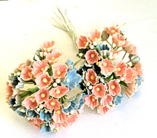 VTG TWO Millinery Flowers Forget Me Not Bunch pink blue Bloom for Hat Wedding