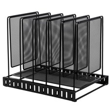 5 Section Vertical Metal Mesh Desk File Organizer, Spacing Adjustable Upright...