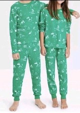 NWT Wondershop Kid L 10/12 Christmas Holiday SKI Green Thermal Waffle Pajama Set