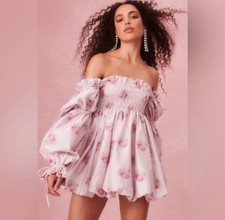 LoveShackFancy Janey Off-Shoulder Dress in Berry Moment Size: M Never Worn