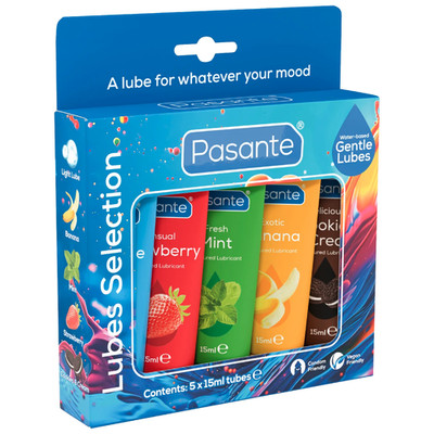 Pasante 5x 15ml Lube Selection Gleitgel Mix Clear Strawberry Banana Mint Cookies