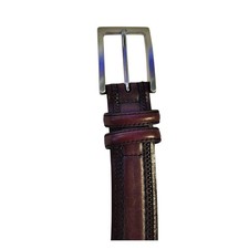 Johnston & Murphy Talla 44 Marrón Anilina Kipskin Cinturón Cuero Hebilla de Níquel Cepillado