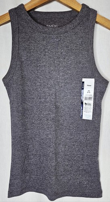 #ad Time and Tru Regular Plus Gray Fitted High Neck Rib Tank Top XS XL 2XL or 3XL $9.99