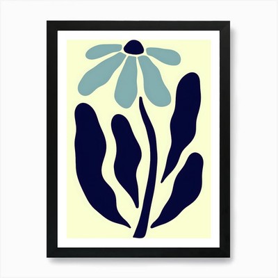 Blue Daisy 4 Kunstdruck gerahmt Wand gerahmt Wandbild Poster Leinwanddruck Bild