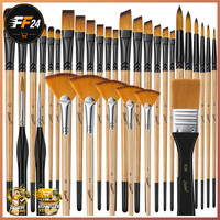 Pinselset Acrylfarben 32 KüNstlerpinsel Rund Eckig Flach Fan FüR AnfäNger Malen