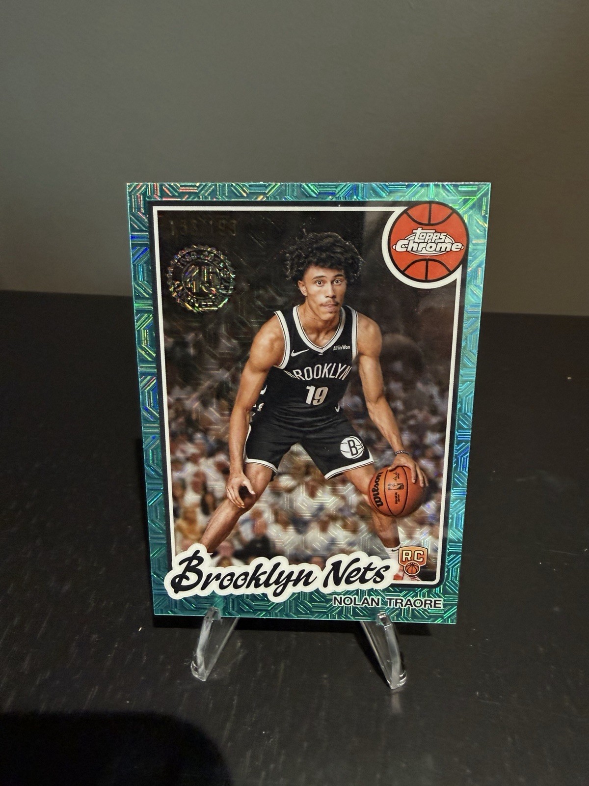 2025 Topps Flagship Nolan Traore RC Teal Mojo /199 Brooklyn Nets