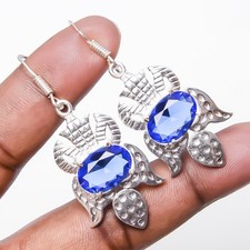 Tanzanite Quartz Gemstone 925 Silver Plated Earring 2.18