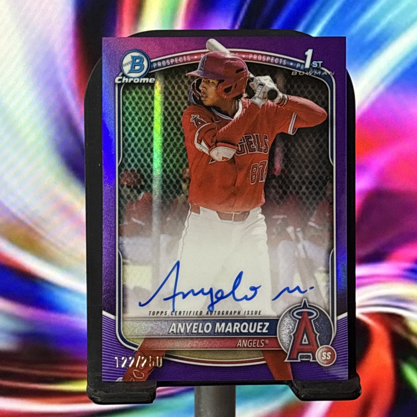 2025 Bowman Chrome - Anyelo Marquez - 1st Purple Refractor Auto #/250 - Angels